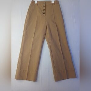 Zara Women's Tan High Waisted Pleated Straight Trousers Dress Pants Size M